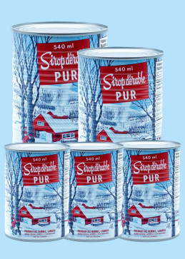 Pack de 5 latas de sirope de arce color ámbar