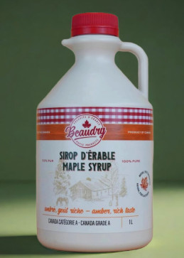 Jarra de sirope de arce color ámbar 1 litro