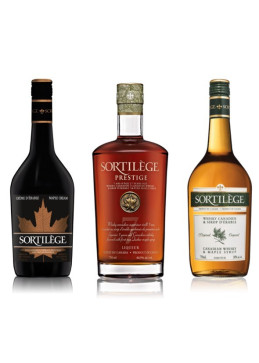 Gama de whiskies Sortilège trio con sirope de arce