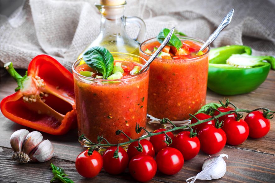 Gaspacho à la tomate et érable Gaspacho à la tomate et érable