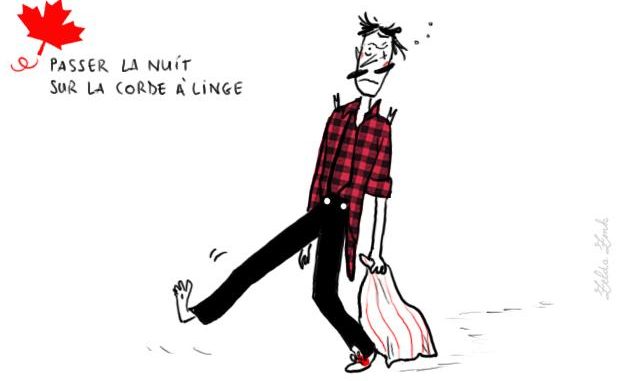 La nuit sur la corde à linge