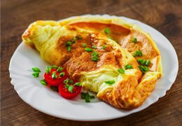 Omelett mit Mimolette und Ahornsirup