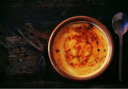 Crème brûlée con foie gras e sciroppo d'acero