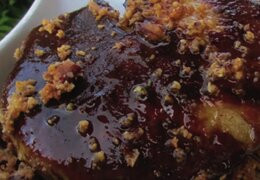 Crumble de foie gras, manzana-arce