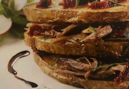 Layered with maple potatoes and savory confit