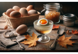 Œufs en gelée, chantilly et sirop d'érable