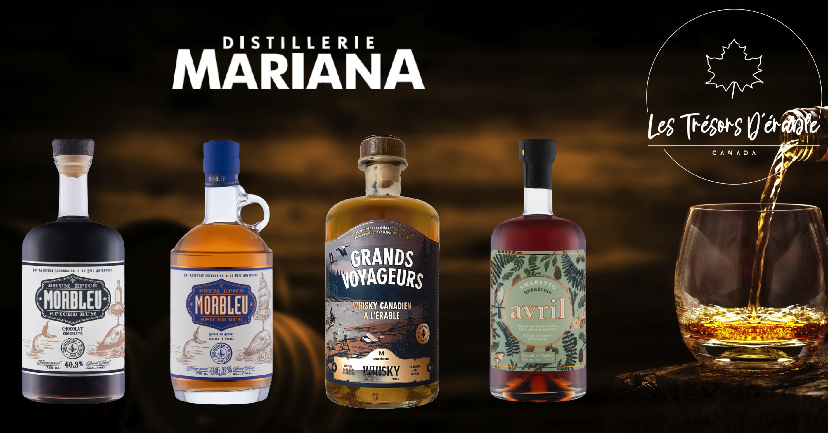 Gran viajero Whisky canadiense y ron morbleu